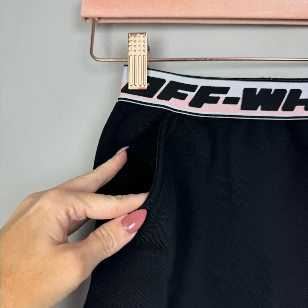 OFF-WHITE | NEW Kid’s Fleece Black Skirt with Pink White Waistband Girls Size 6